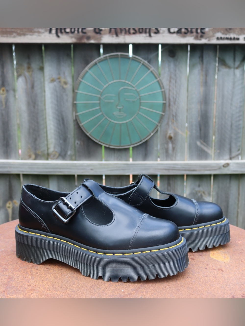 Dr. Martens Black Leather Platform Mary Jane Shoes